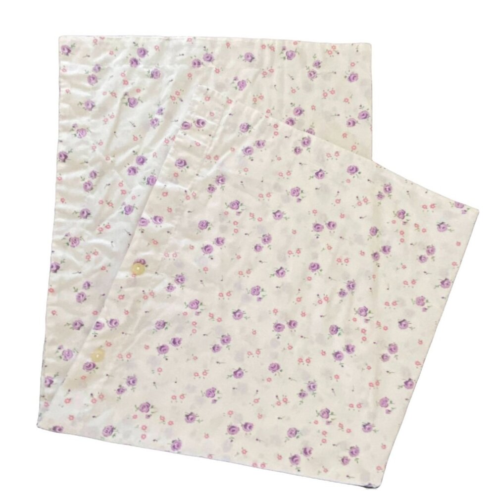Baby White Duvet w/ Purple Roses and Pink Daisies